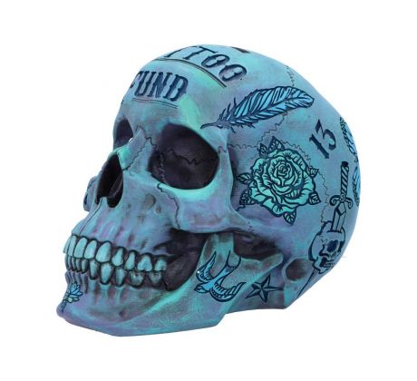 Lebka - Tattoo Fund (Blue Skull) (gothic) ozdobné gotické poháre, figúrky a lebky