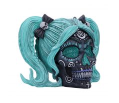 Lebka - Witchy Doll Skull (Blue) (gothic) ozdobné gotické poháre, figúrky a lebky