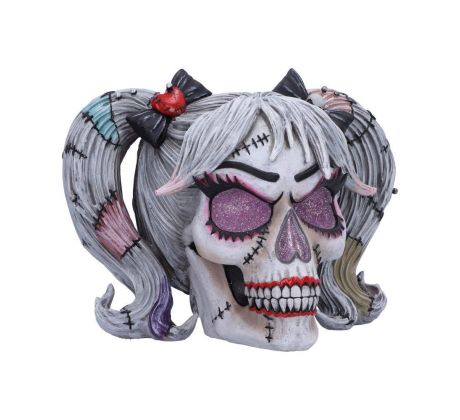 Lebka - Witchy Doll Skull (Grey) (gothic) ozdobné gotické poháre, figúrky a lebky